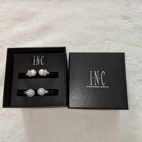 New INC Silver 2-Pc. Imitation Pearl and Crystal - Picture 4 of 5